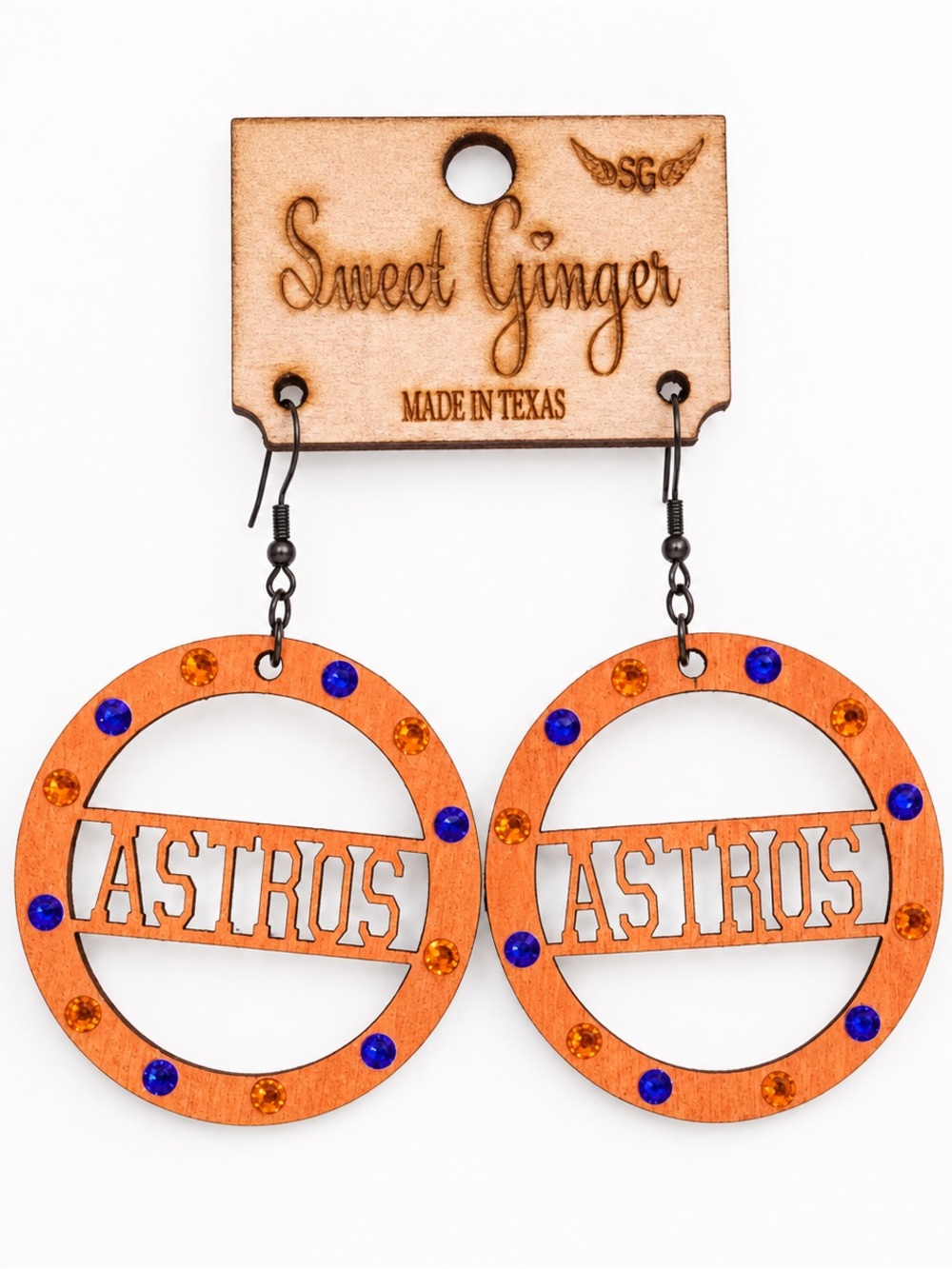 BRAND NEW WITH TAGS Houston Astros Spirit Wood Earrings